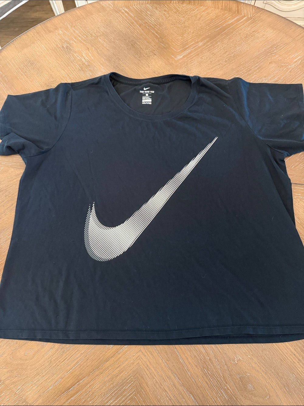 Nike Black Tee with White Striped Swoosh Size 2X
